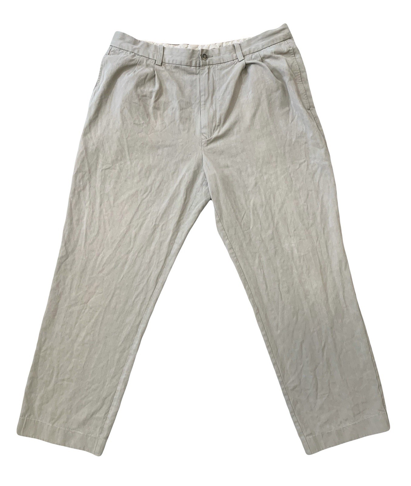 Tommy Bahama Pants Mens 36×34 Silk Rayon From Bamboo Pleated Dress Trousers Tan