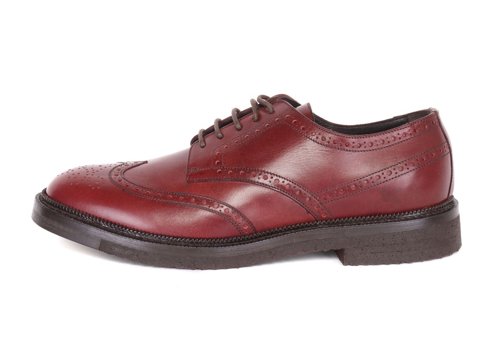NWT CORNELIANI BROGUE SHOES burgundy calfskin luxury Italy EU 8