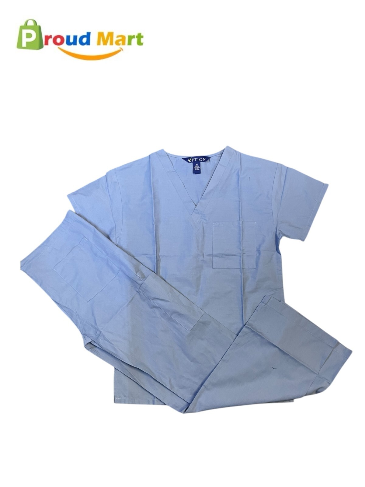 Unisex Medical Hospital Nursing Scrub V Neck With Cargo Set Relax Fit Light Blue