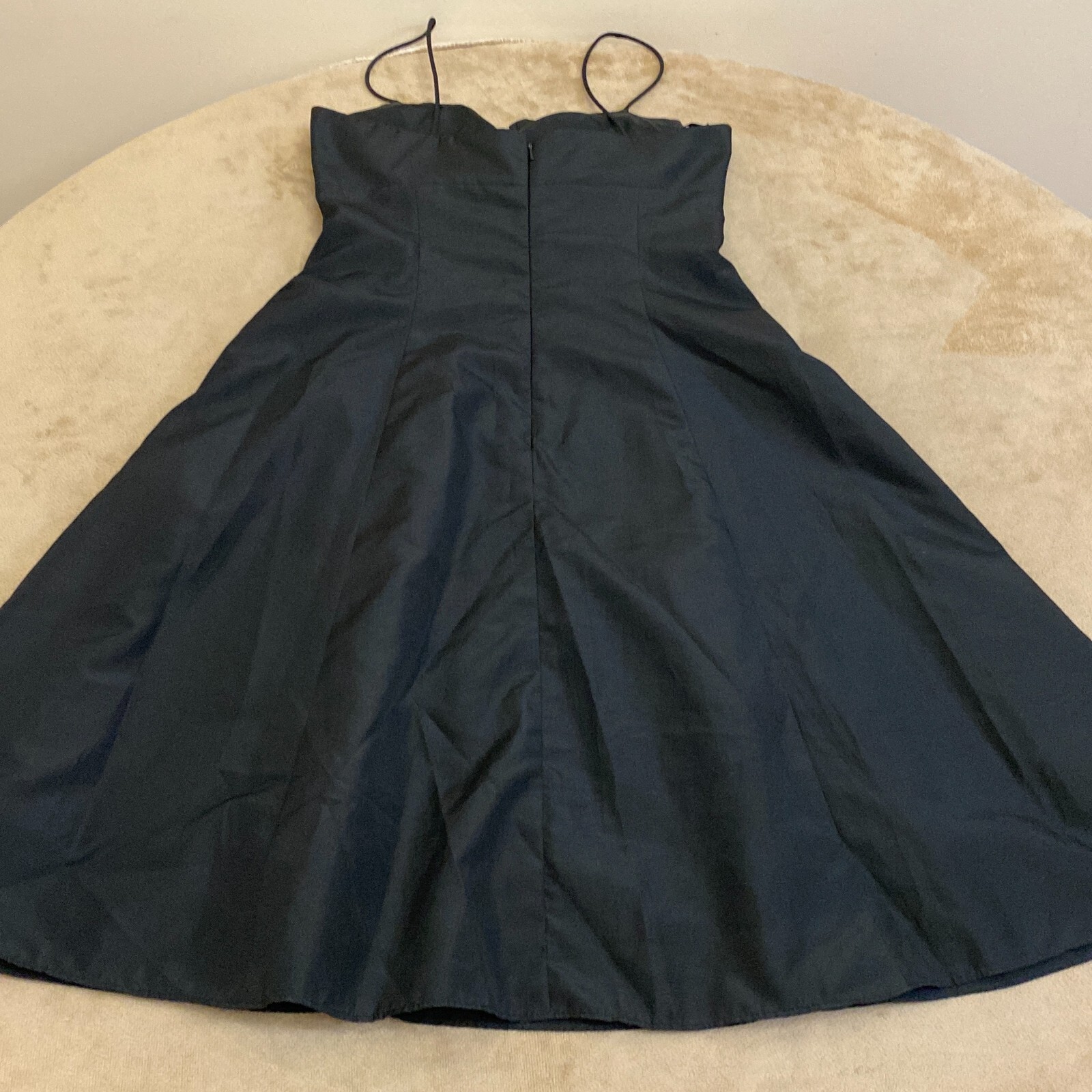 Dressbarn Collection Womens Black Spaghetti Strap Ruched A Line Dress Size 4