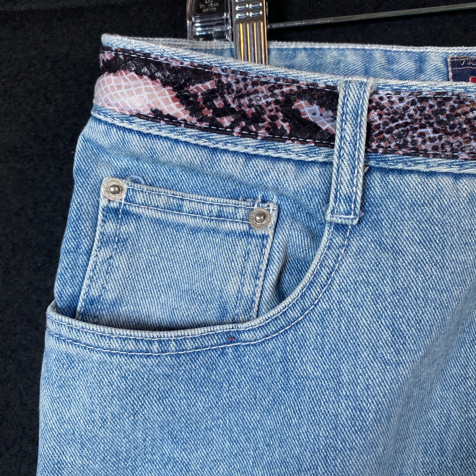Vintage Vasco Womens Jeans Blue Denim Snake Print Straight Leg Cotton 15/16