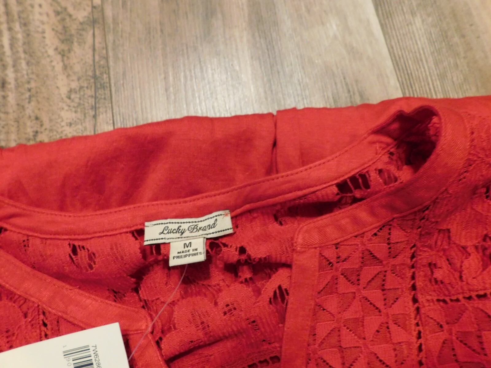 LUCKY BRAND RED LACE TOP SIZE MEDIUM NEW $59.5