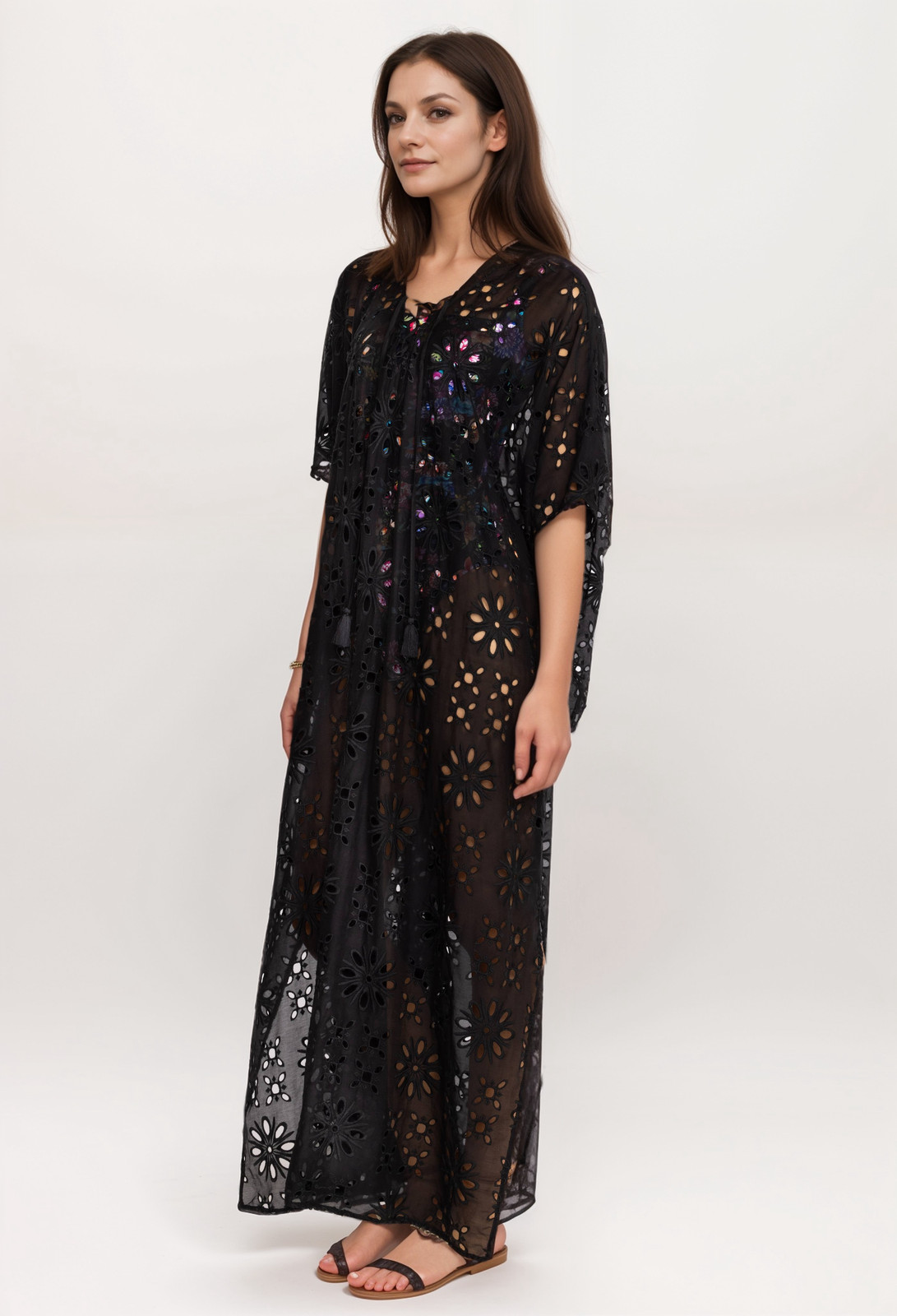 Johnny Was Lace Up Maxi Kaftan Dress CSW3324-J