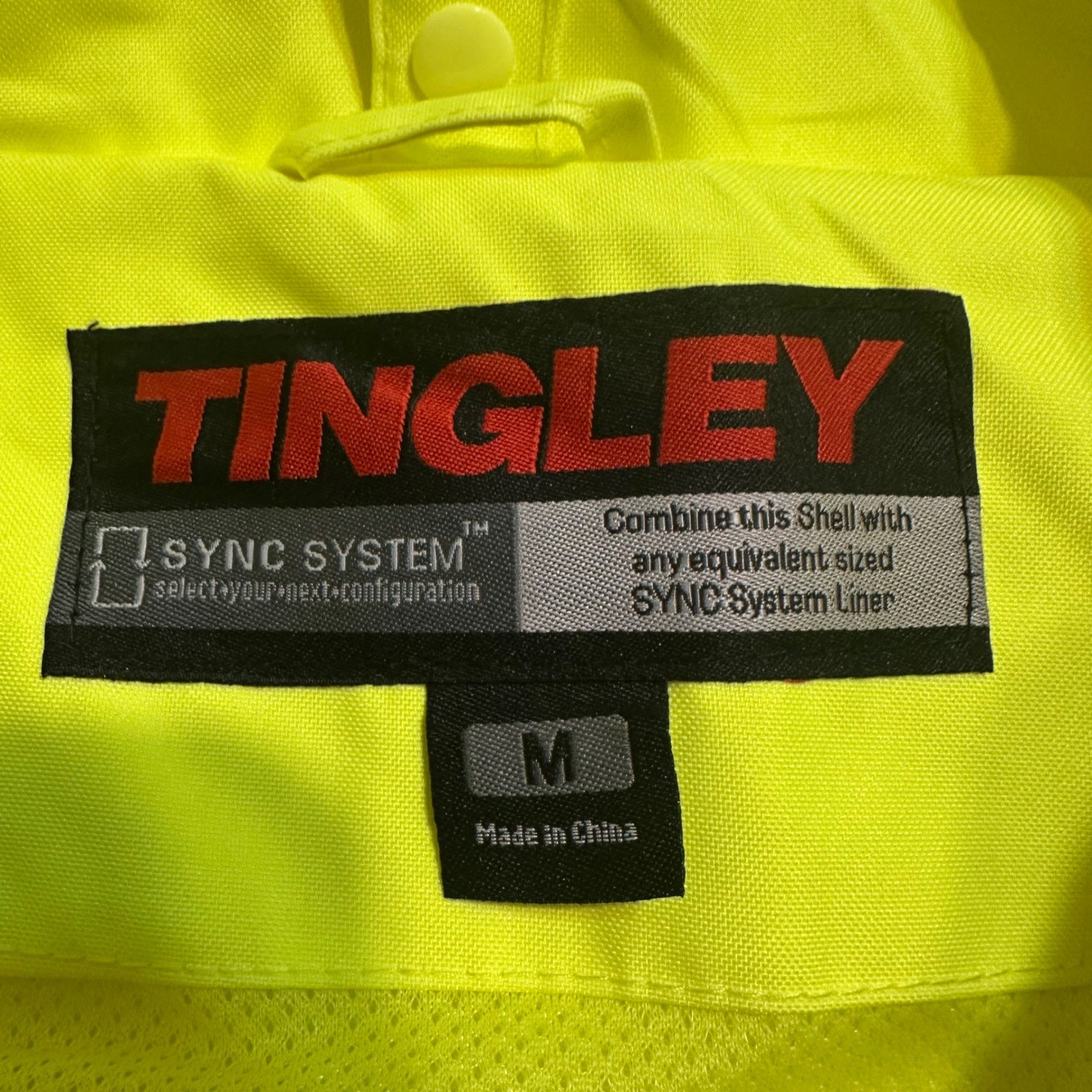 Tingley Jacket Mens M Yellow High Visibility Reflective Zip Hooded Outdoor Shell