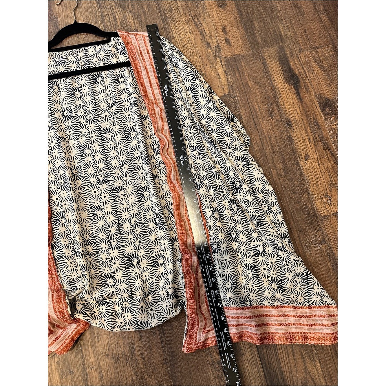 Printed Boho Kimono with Coral Trim Women’s One Size