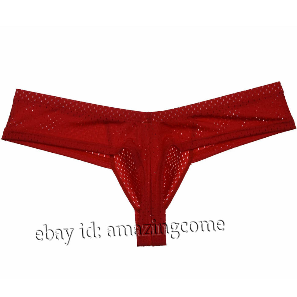 Men Mini Thong Boxer Stretchy Eyelets Pouch Cheeky Trunk Bikini Posing Underwear