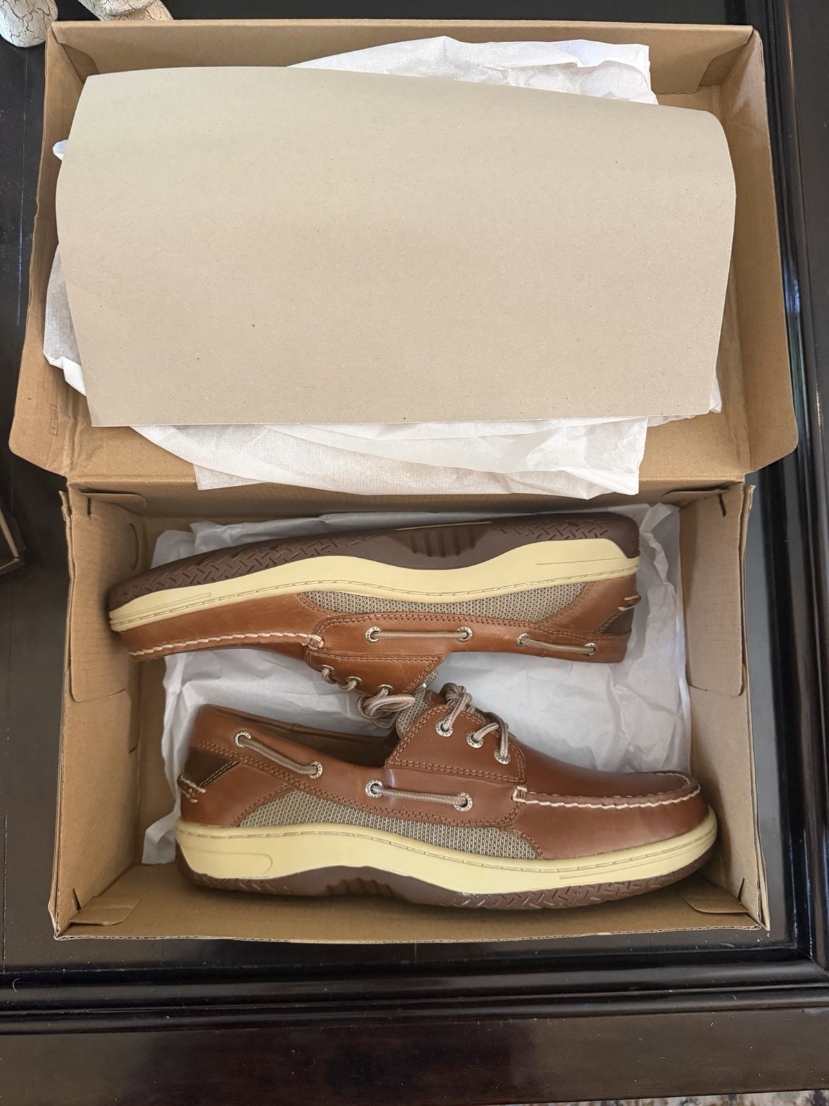 Sperry Billfish 3-Eye Top-Sider Dark Tan Leather Boat Shoe Men’s US 12 M