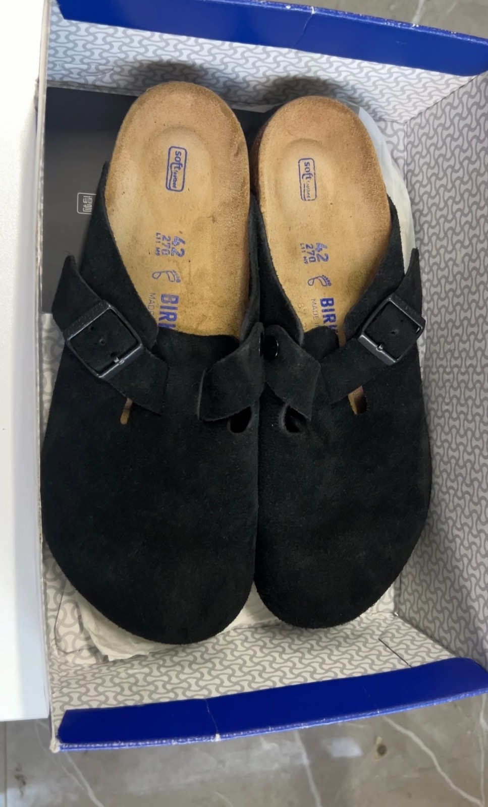 Birkenstock Boston Clog Soft Footbed Suede Black Unisex Shoes New Size EU37-45
