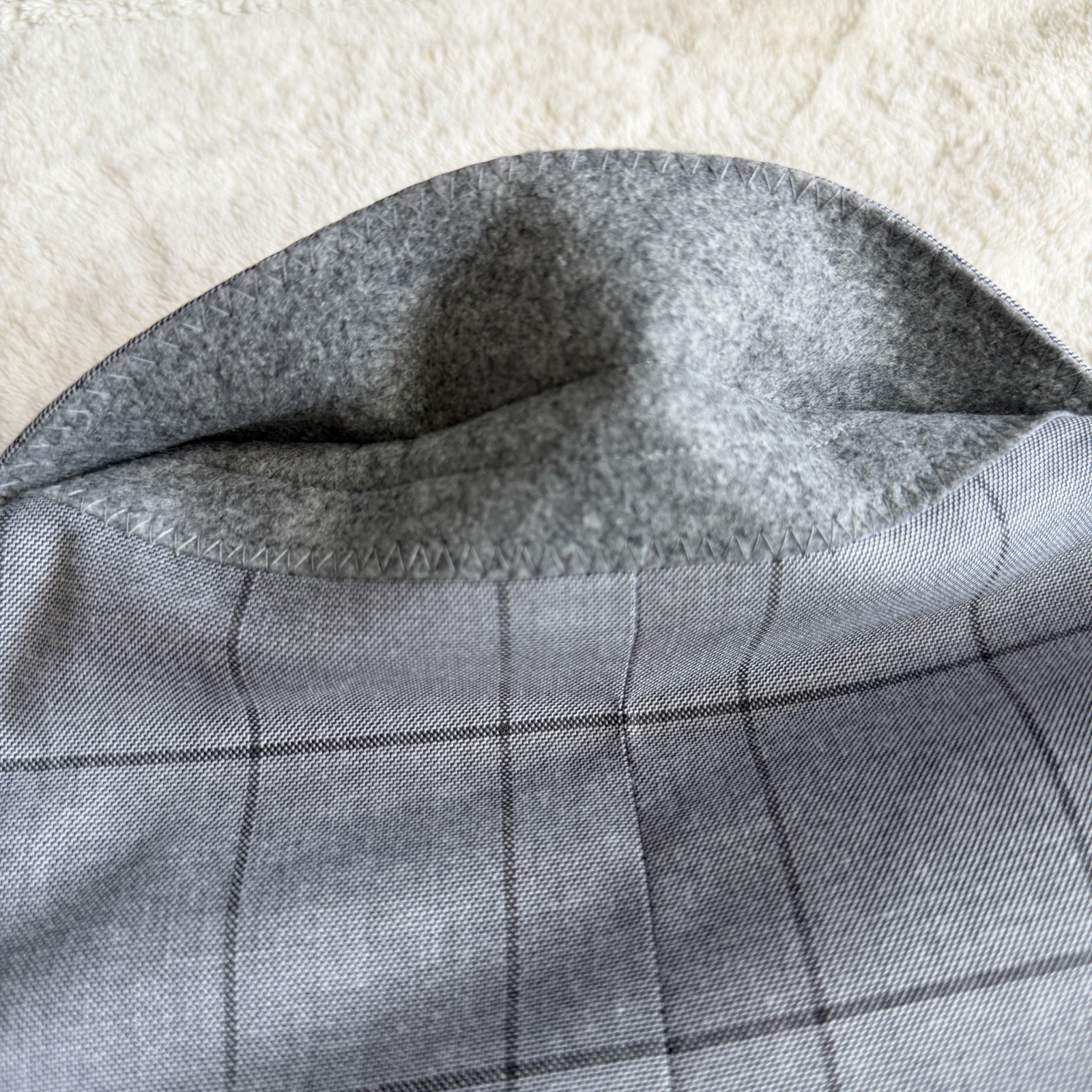 Lineage Mens 2pc Window Pane Suit 48R 40W Polyester Blend Light Grey Stretch