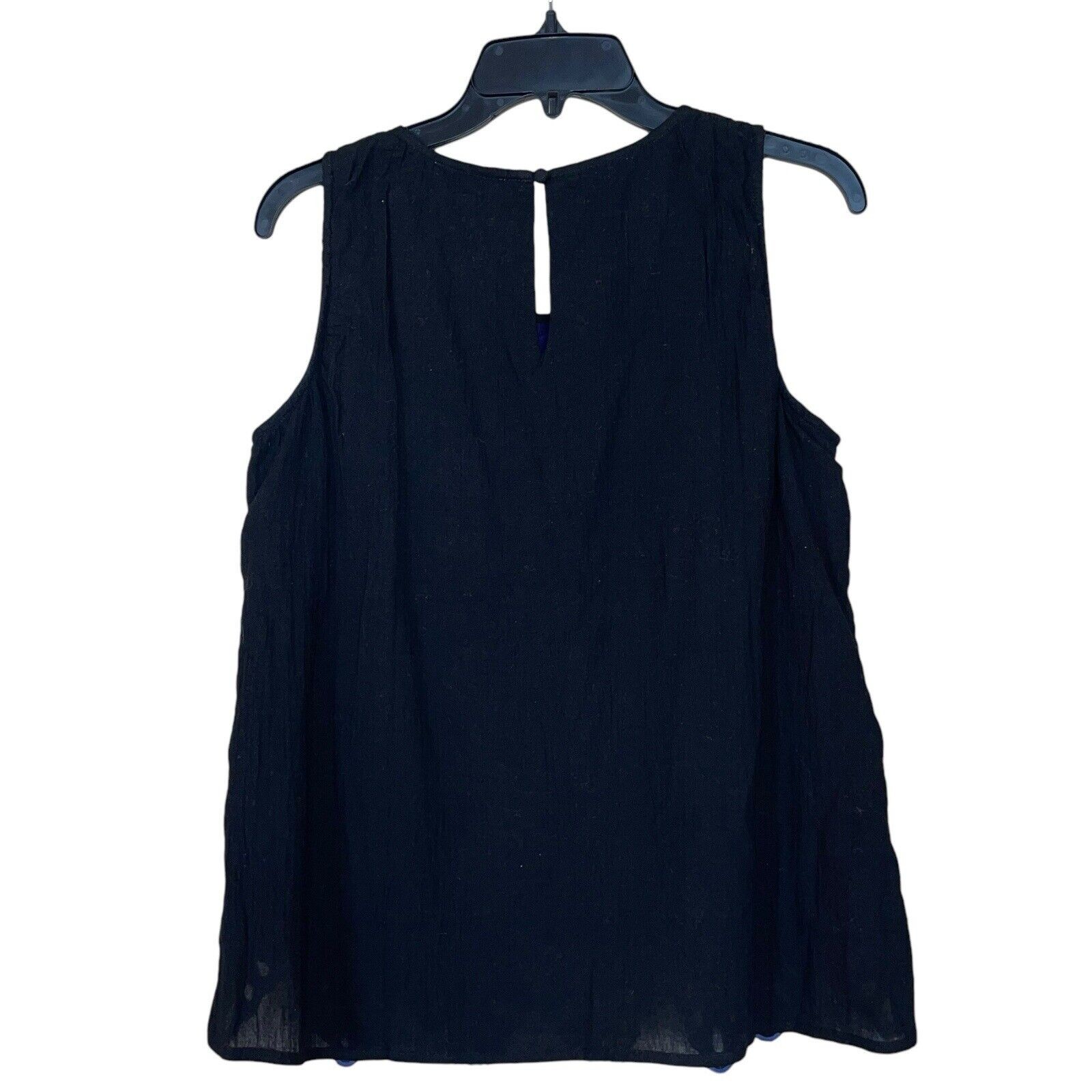 Sleeveless Embroidered Boho Blouse XS Black Navy Eyelet Skies Are Blue NWTj