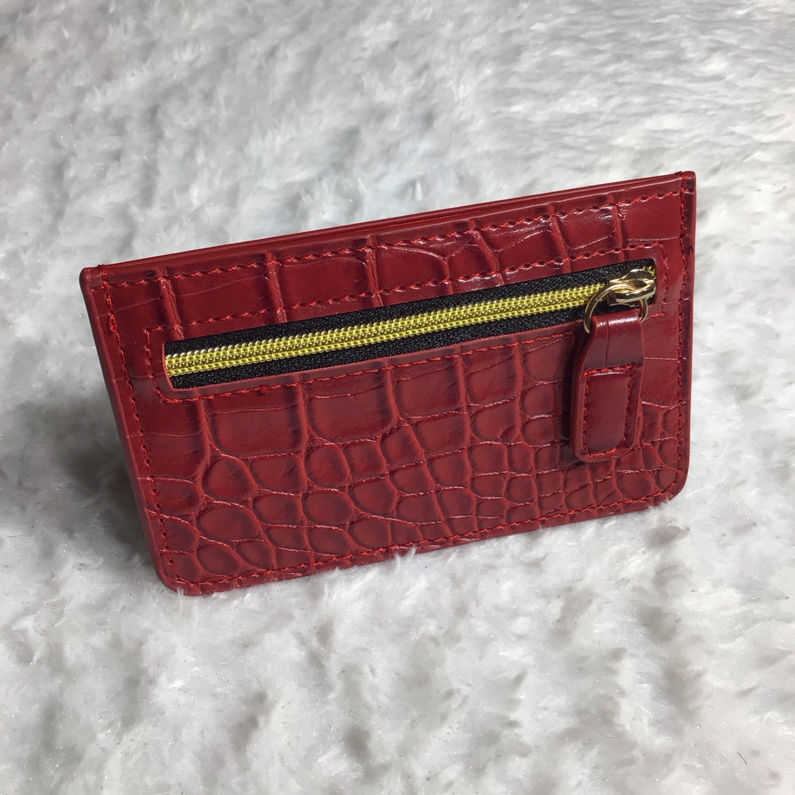 Woman’s Synthetic Leather Reptile Skin Credit Card Holder Bill And Coin Pocket