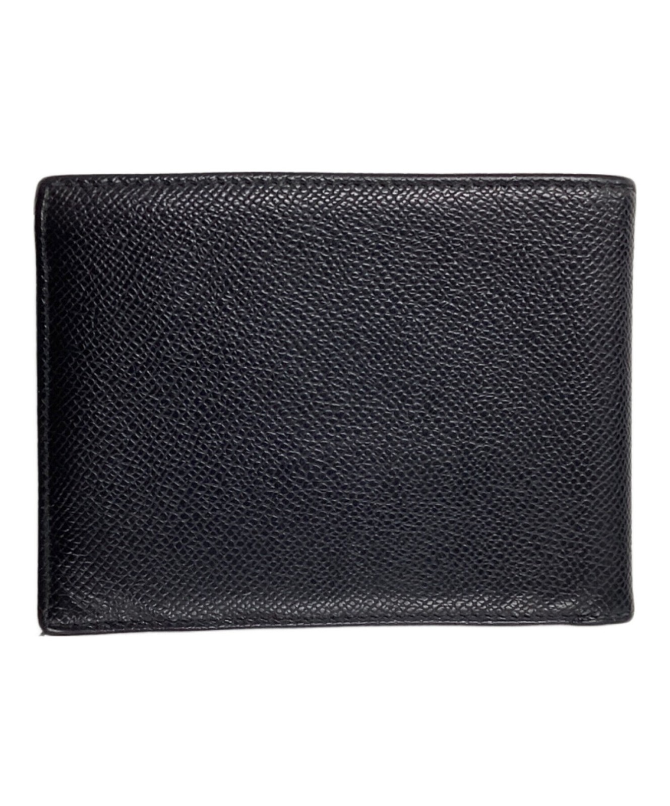 DOLCE&GABBANA Studded Metal Plate Leather Wallet Black Men Auth
