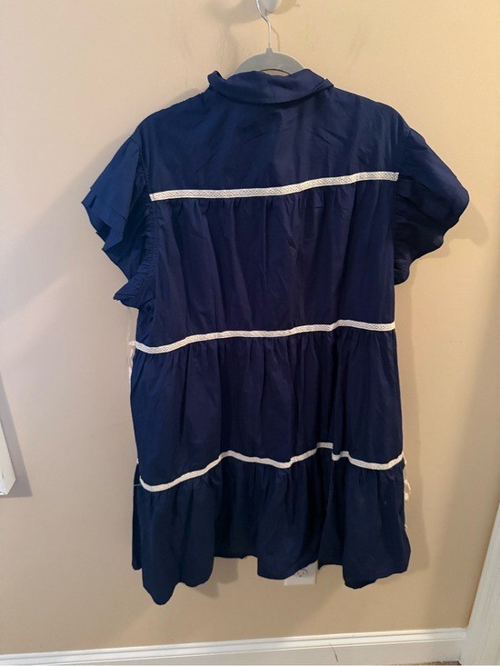 Chic Soul navy tier lace trim cotton dress size 3X