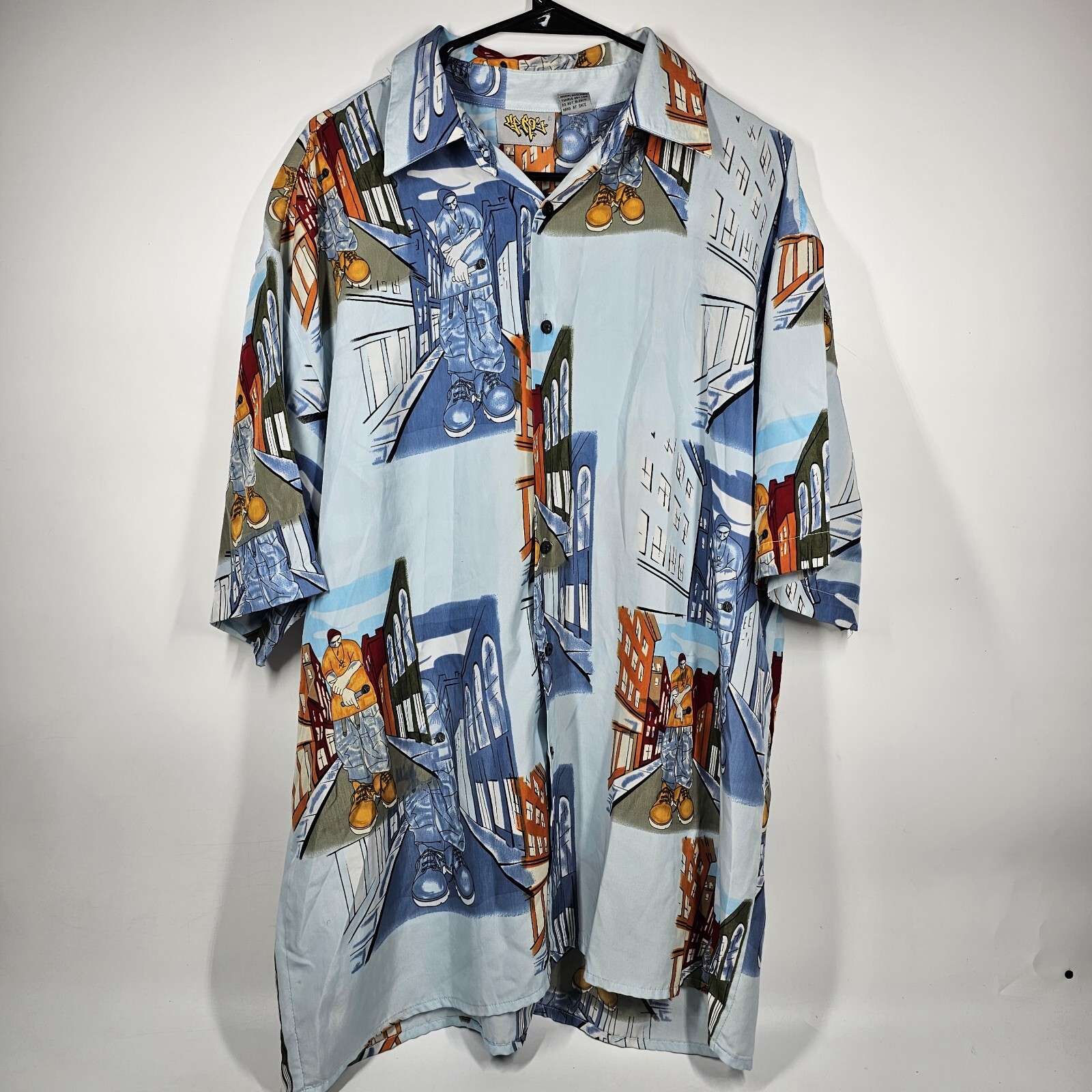 Vintage 90s Y2K Up Ro’s Button Up Shirt Size L Graffiti Hip Hop Street Wear
