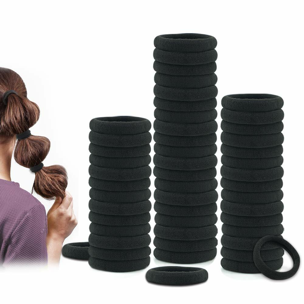 50 Thick Seamless Cotton Hair Bands for Women, Hair Ties Ponytail Holders
