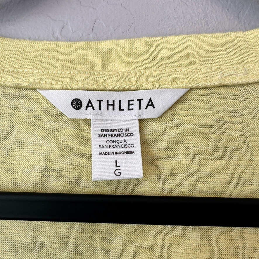 Athleta Large Breezy V-Neck Tee Yellow Short Sleeve Modal Blend 404783 SP24
