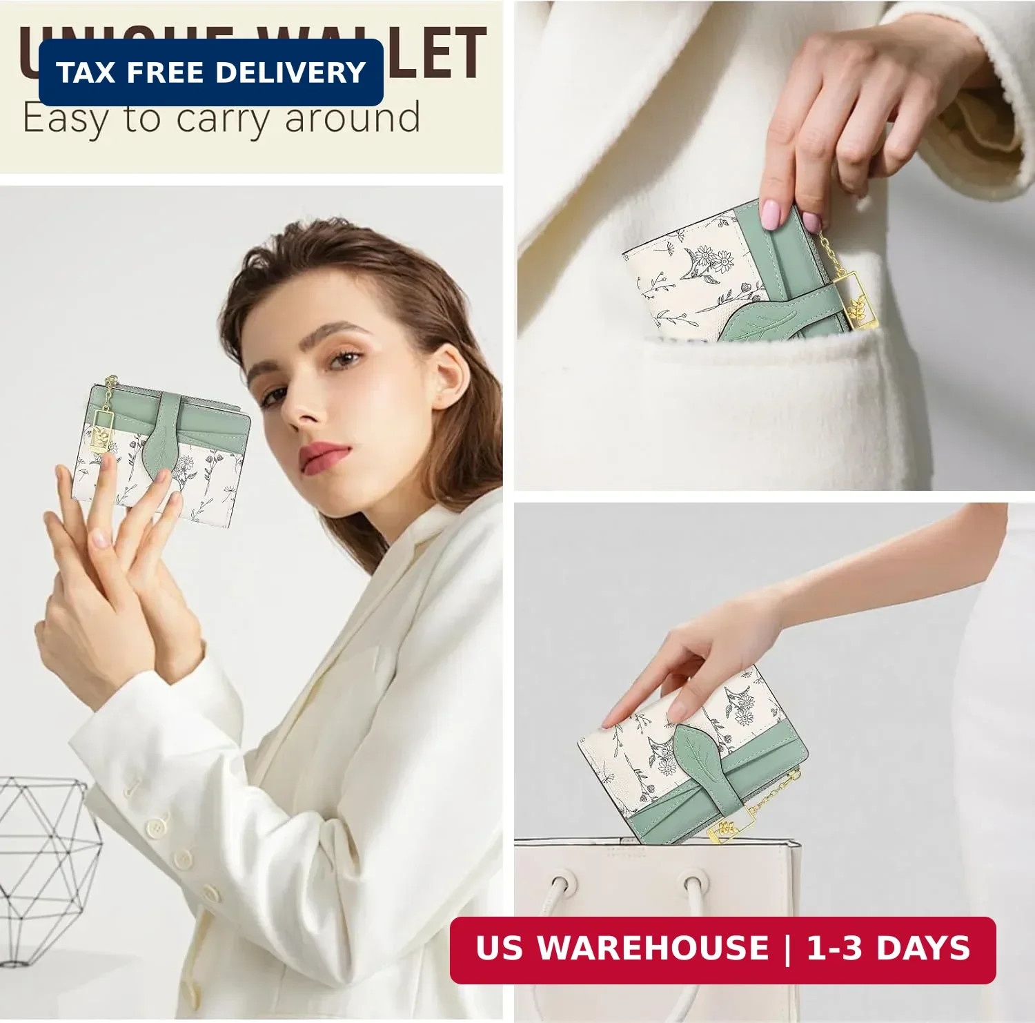 Wallets for Women- RFID Blocking- Soft PU Leather Bifold Coin Zipper Pocket Purs