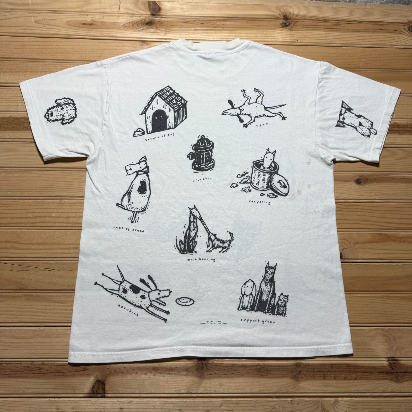 Vintage 90s Hanes Studio Roja Dogs Pets All Over Print Graphic T-Shirt USA Large