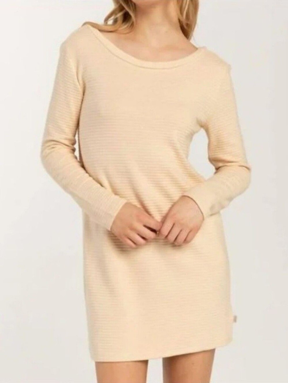 BRIXTON Bandera Mini Dress Ribbed Long Sleeve Washed Black Small NWT