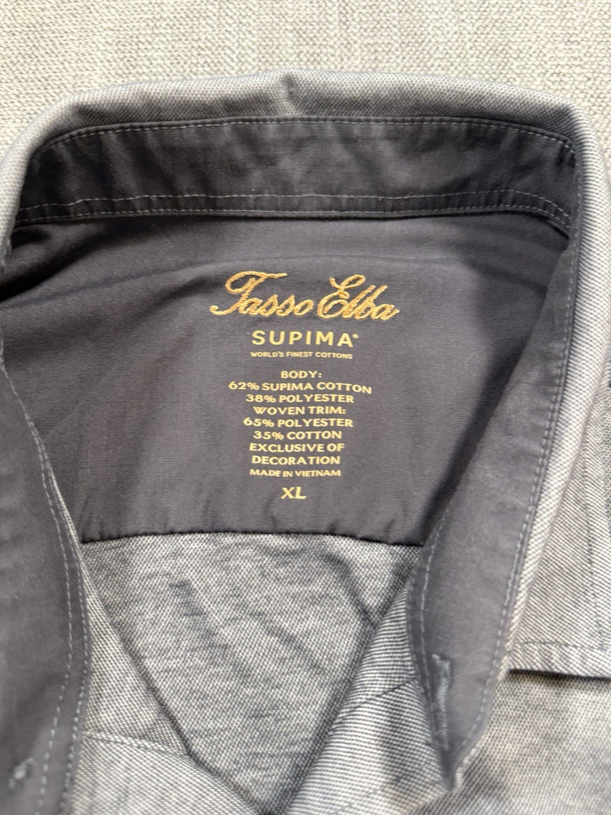 Tasso Elba Supima Cotton Blend Grey Jersey Knit Button Down Shirt X Large