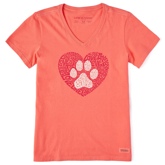 NWT Women’s Life is Good Love Animal Heart Orange SS LITE Crusher Vee