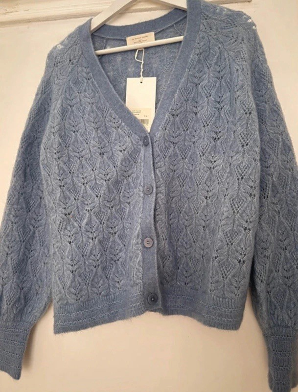 Sezane Marlow Blue Cardigan Sweater Size S EU 36 US 4