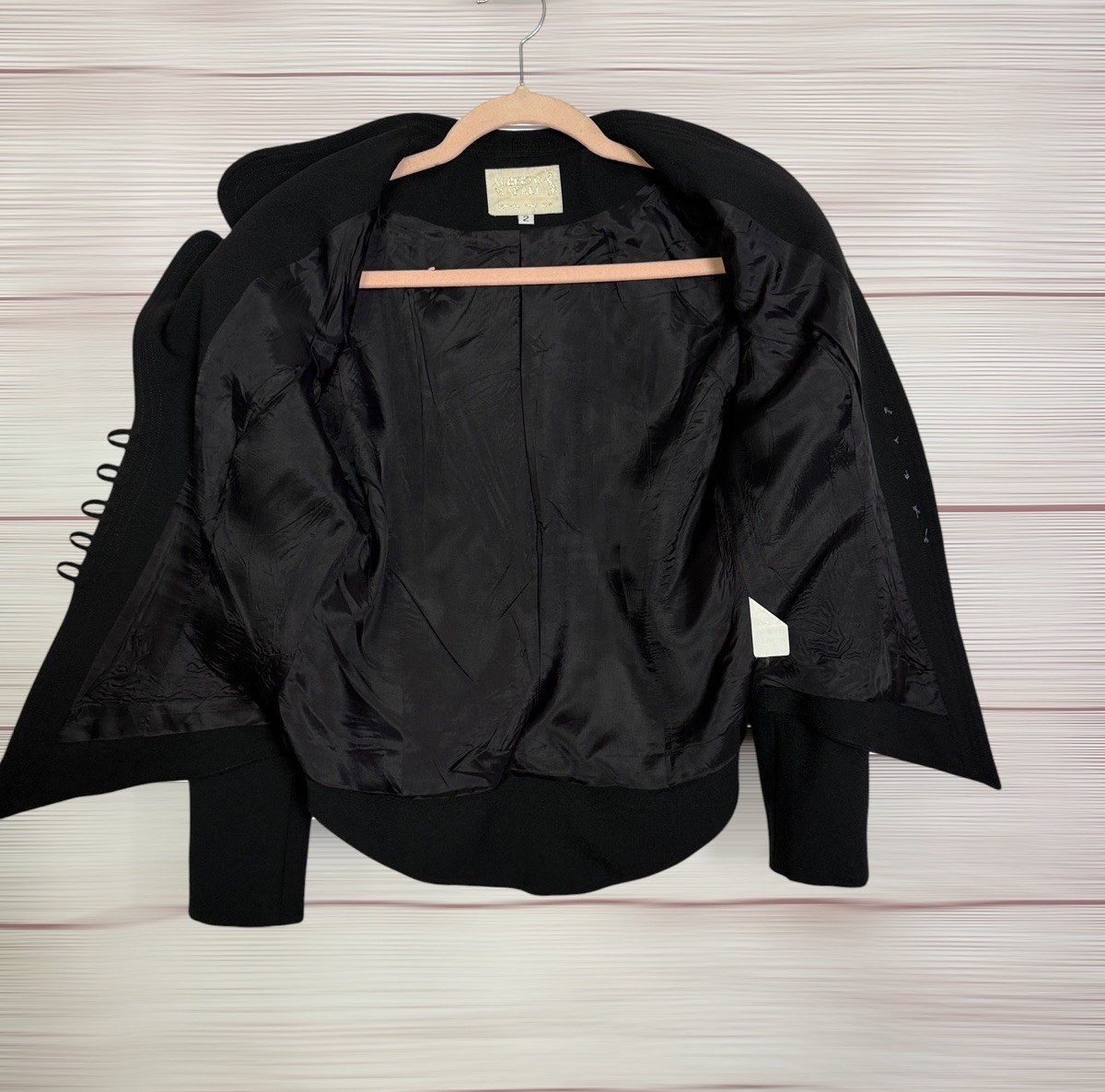 Vintage Alberto Makali Black Sculptural Blazer Asymmetric Collar Fitted USA US 2
