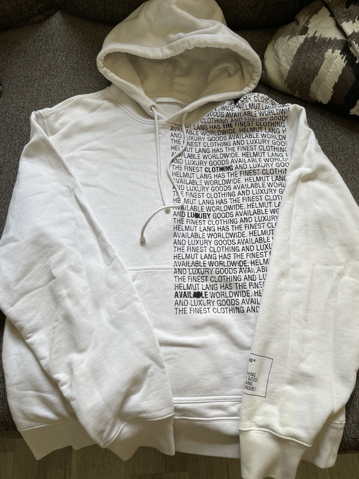 Helmut Lang Hoodie Mens Medium White French Terry Pullover, Check Description!