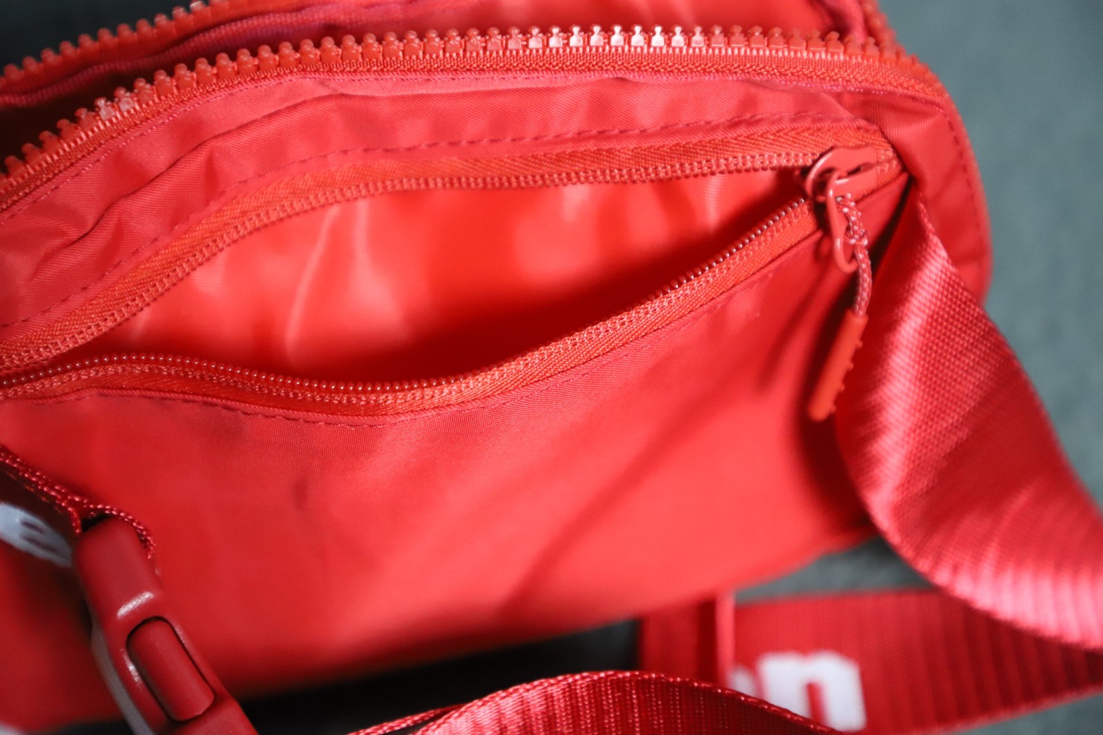 RARE Lululemon Everywhere Belt Bag Red Wordmark Logo Employee Edition NWT