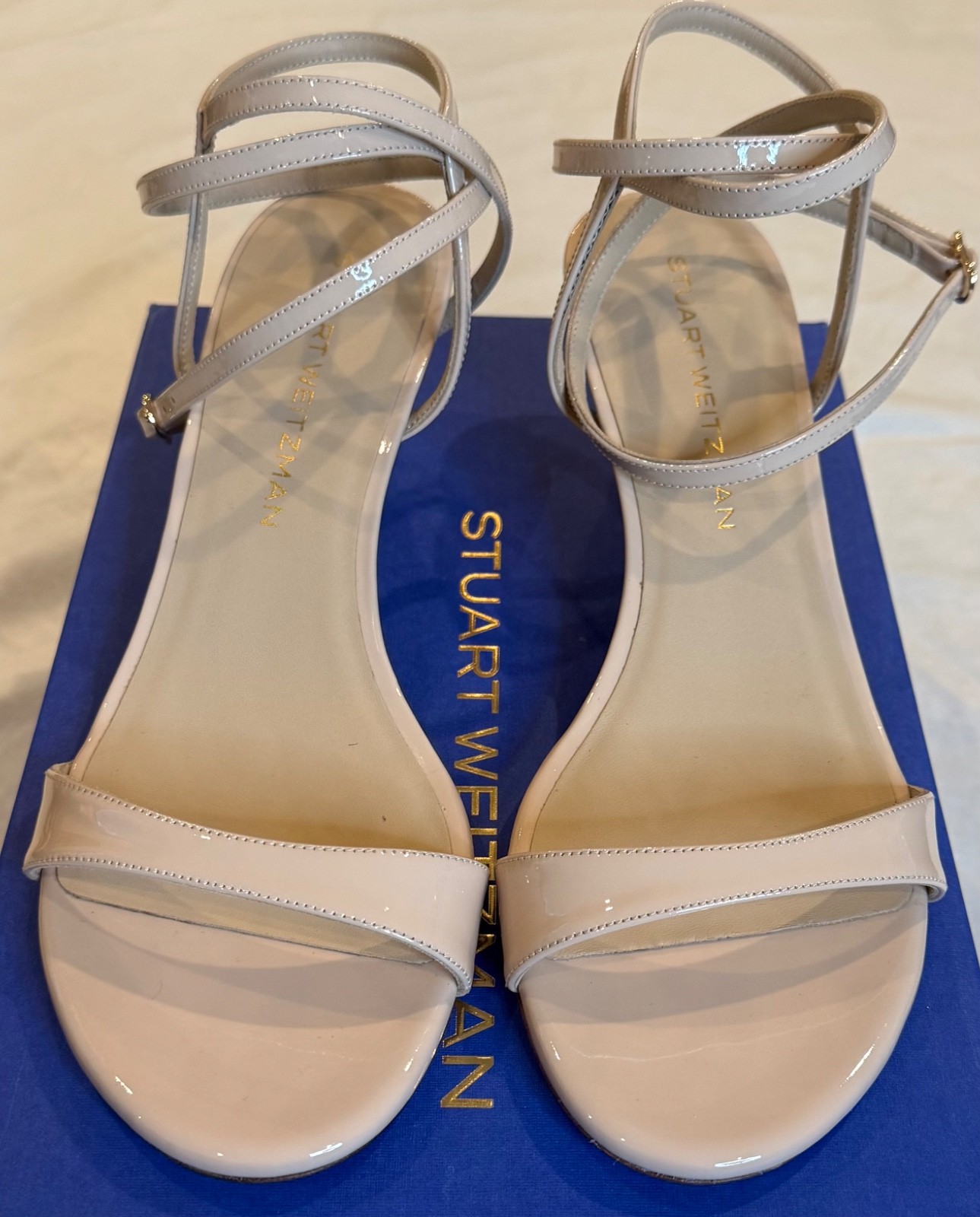 New Stuart Weitzman Nudist Wrap 50 Barely Beige Patent Heels size US 9 / EU 39.5