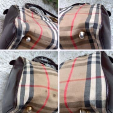 Burberry Mini Barrel Bag Nova Check Leather Beige Brown 11.4×7.9×6.3in Used