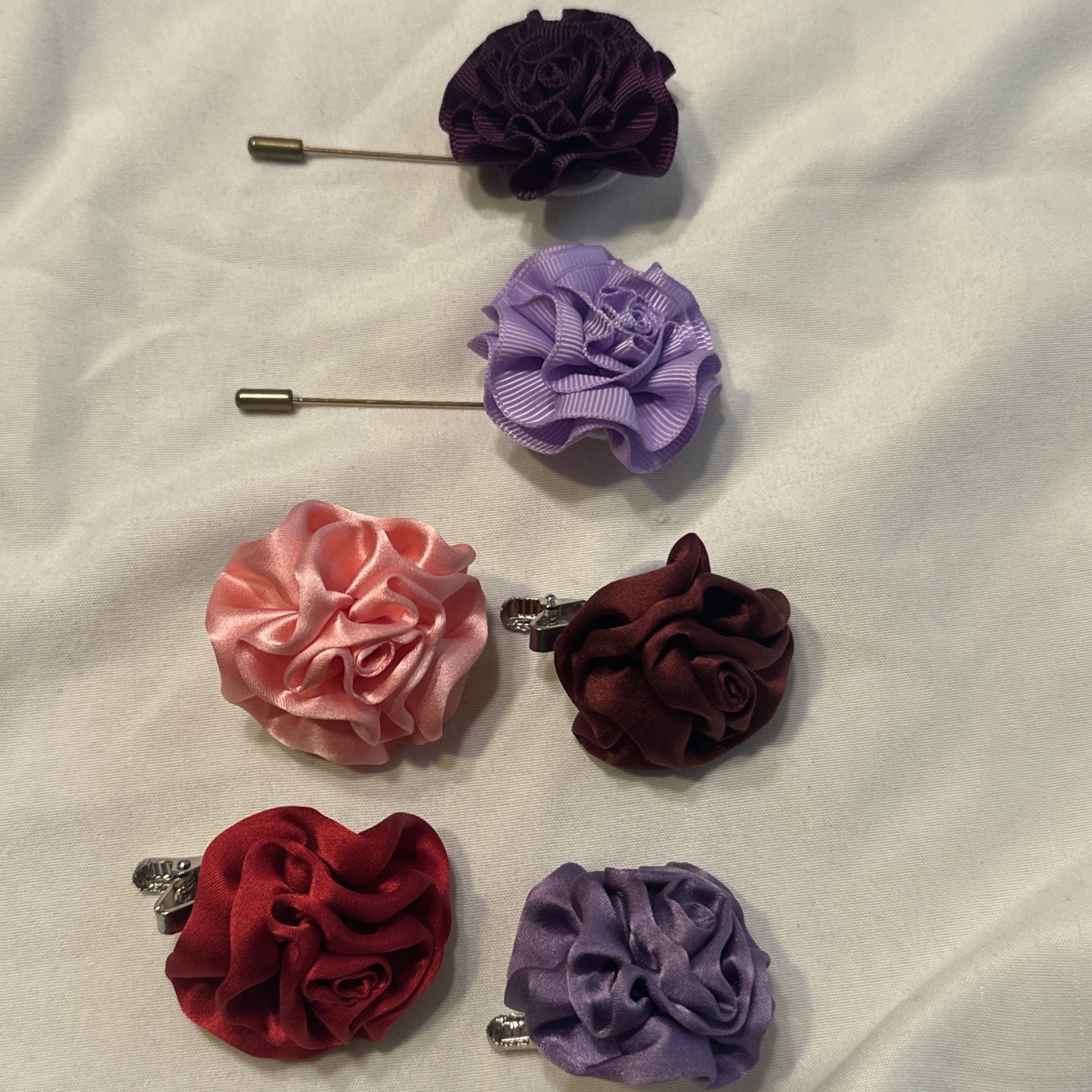 Jos A. Bank Men’s Flower Lapel Pin Set – 6 Assorted Colors – Lot As Shown