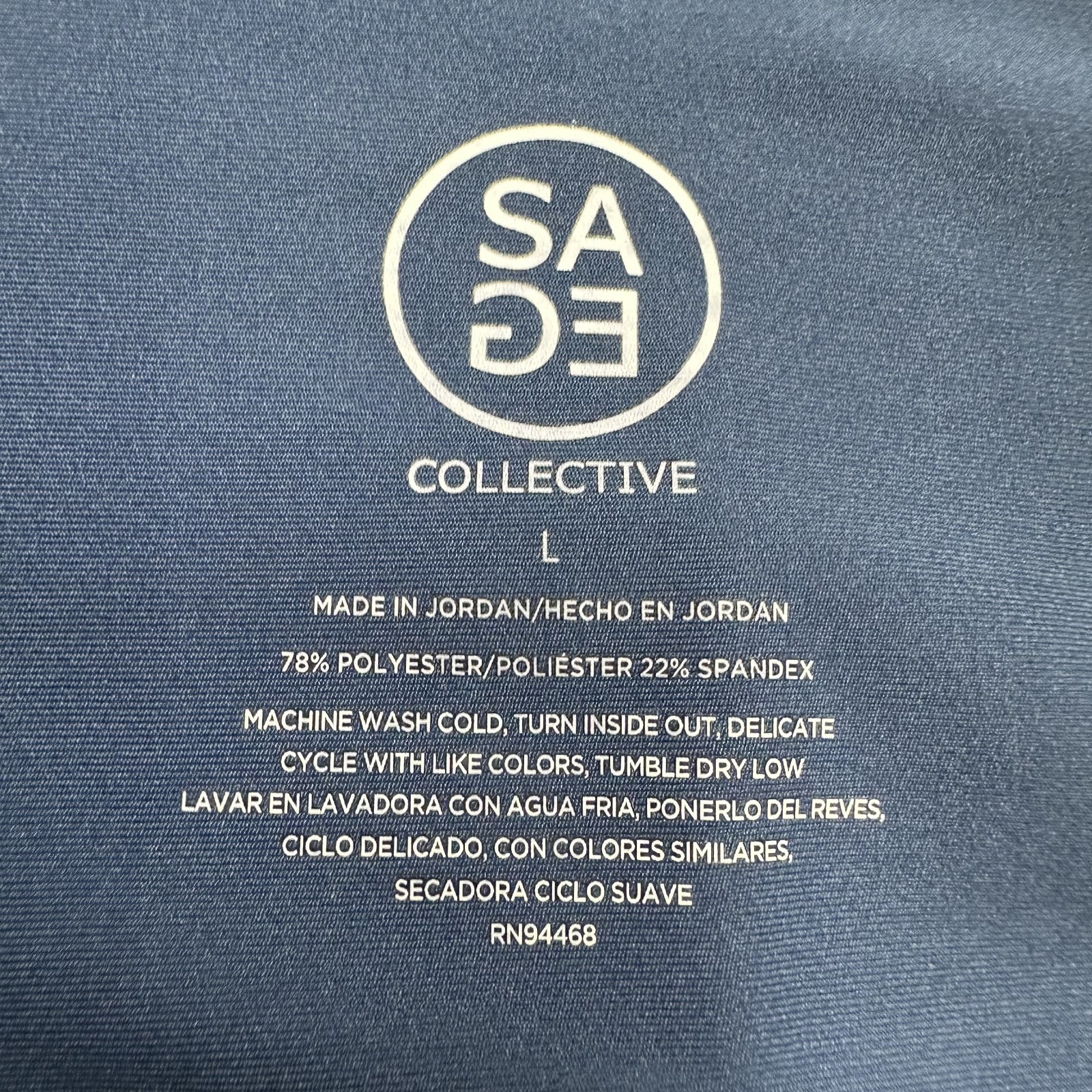 Sage Collective Leggings Womens Large Blue Stretch Pull-On Performance Athletic