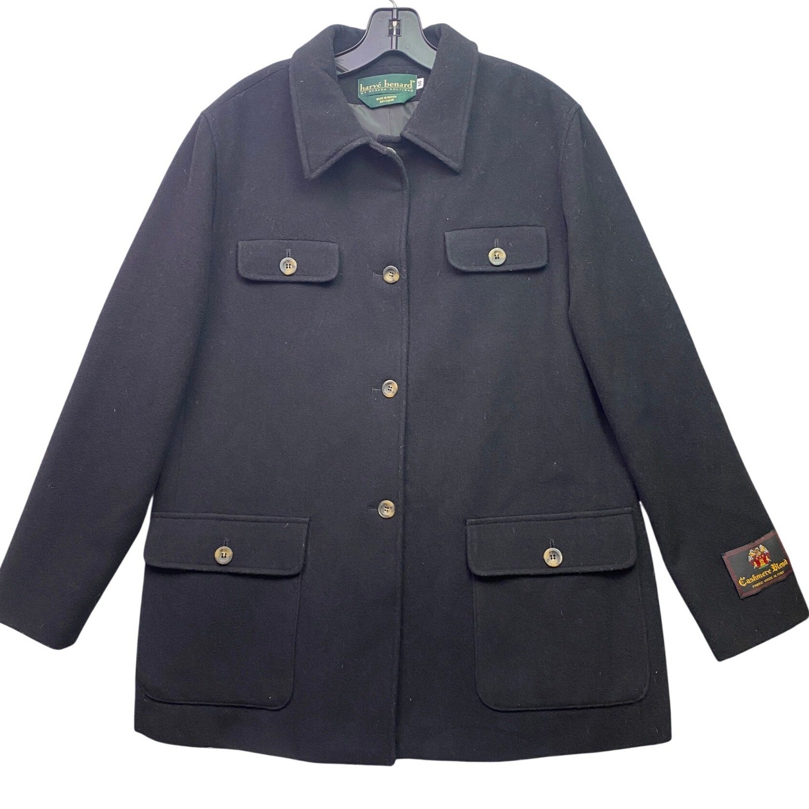 Harve Benard Jacket Womens 14 Black Wool Cashmere Blend Preppy Old Money