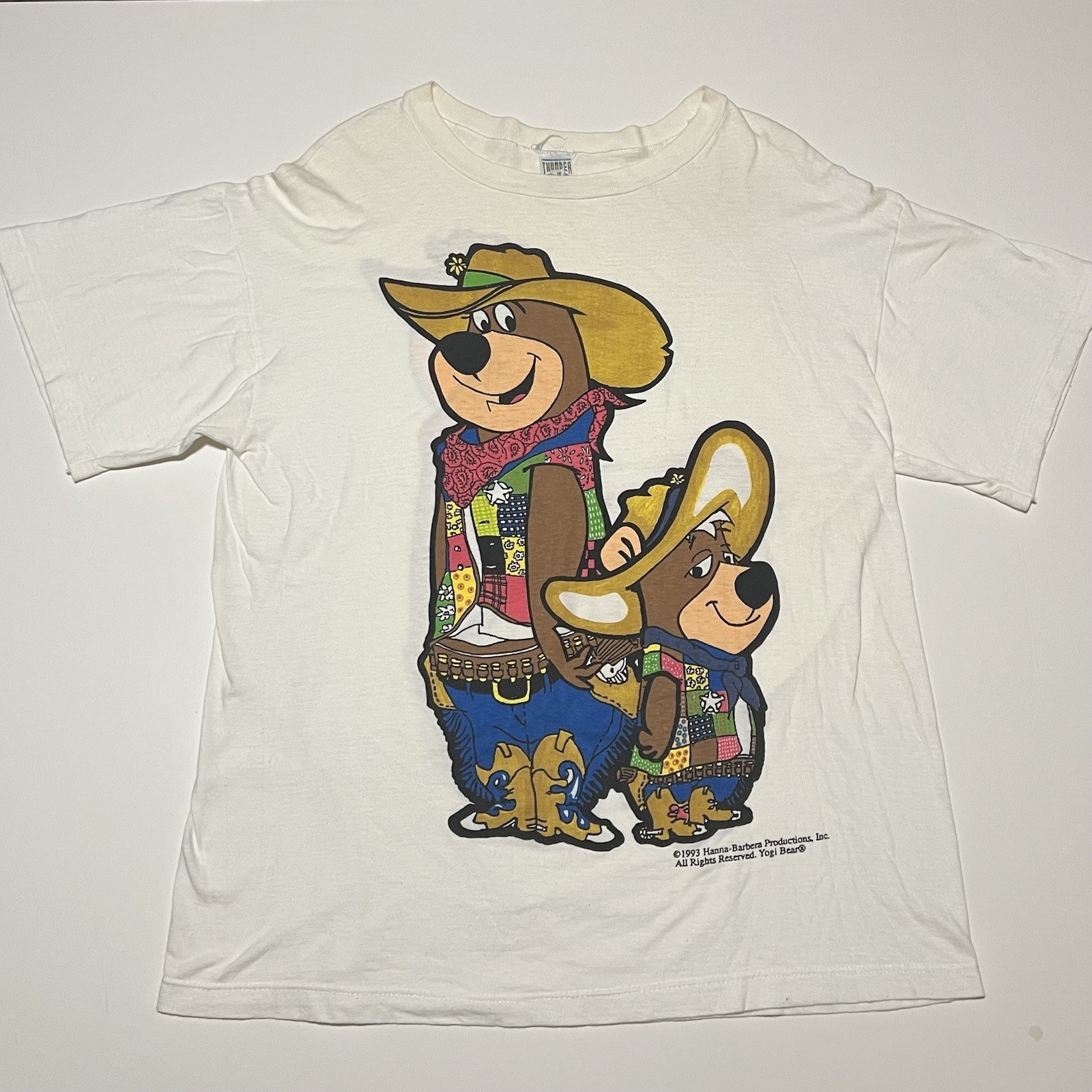 Vintage 1993 Yogi Bear Western Tee L Single Stitch 90s Hanna Barbera