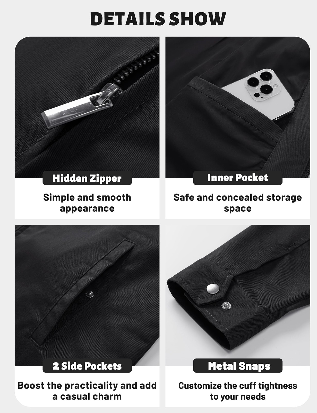 Mens Lightweight Jackets Cotton Windbreaker Turndown Collar Business Casual Work