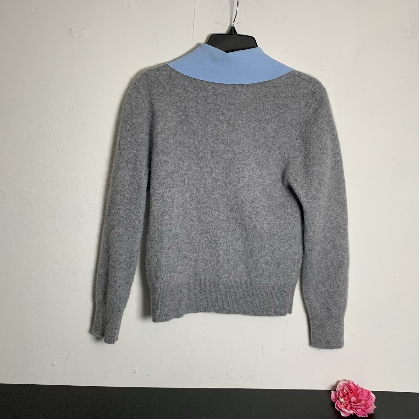 Sandro – Collared Wool Blend Sweater – Gray Blue – Size: 3