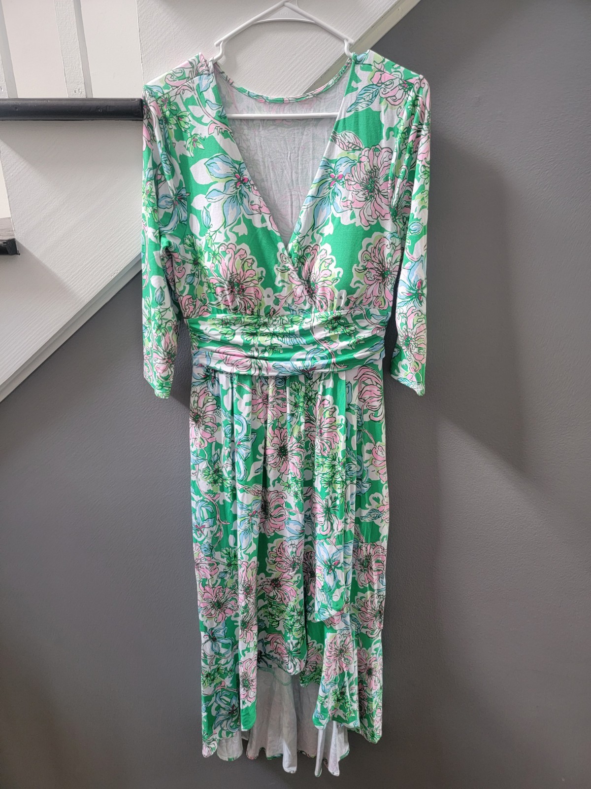 Lilly Pulitzer Women’s Moana 3/4 Sleeve Maxi Dress Spearmint Blossom Small