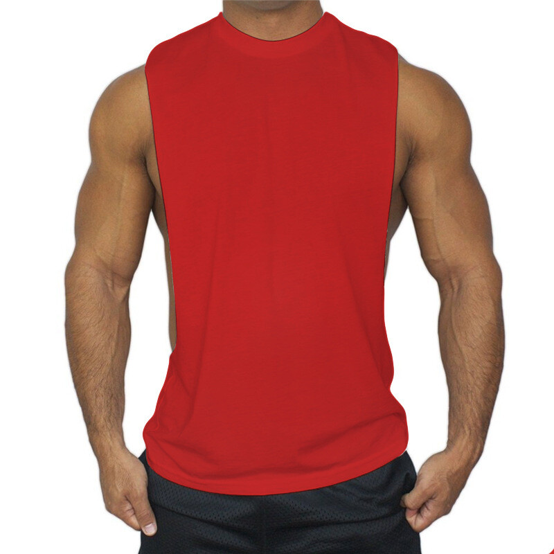 Men Sleeveless Muscle Stringer Tank Top Cut Open Gym Training Bodybuilding Vest