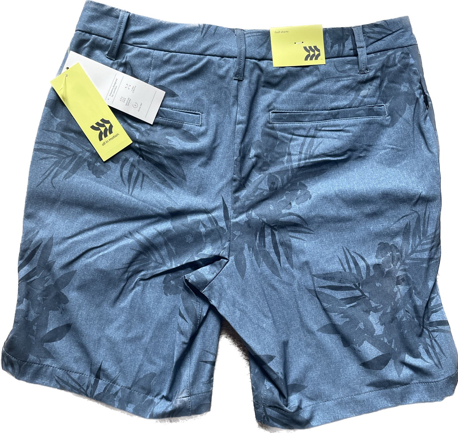 Men’s Athletic Chino Golf Shorts Blue Hawaiian Floral All in Motion Sizes 30-40