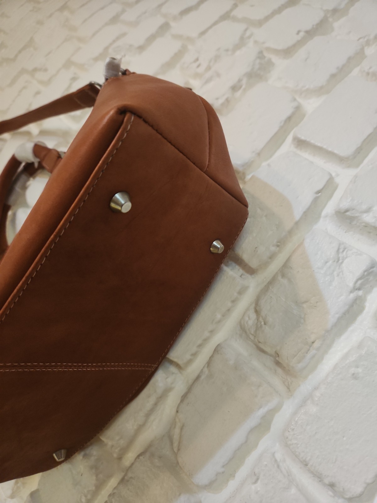 Le Donne All Leather Rich Tan Shoulder Top Handle Satchel Purse