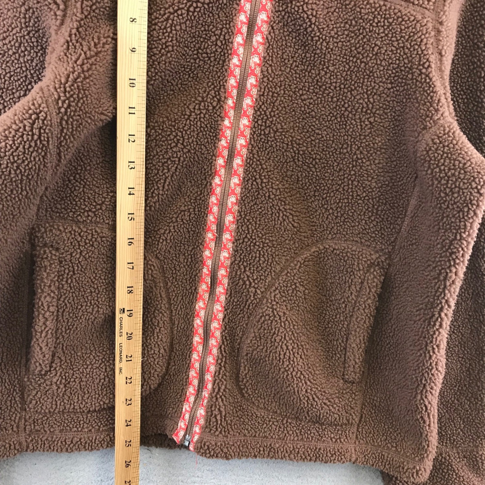 LL Bean Sharpa Brown Fleece Full Zip Hooded Jacket Cozy Warm Size L
