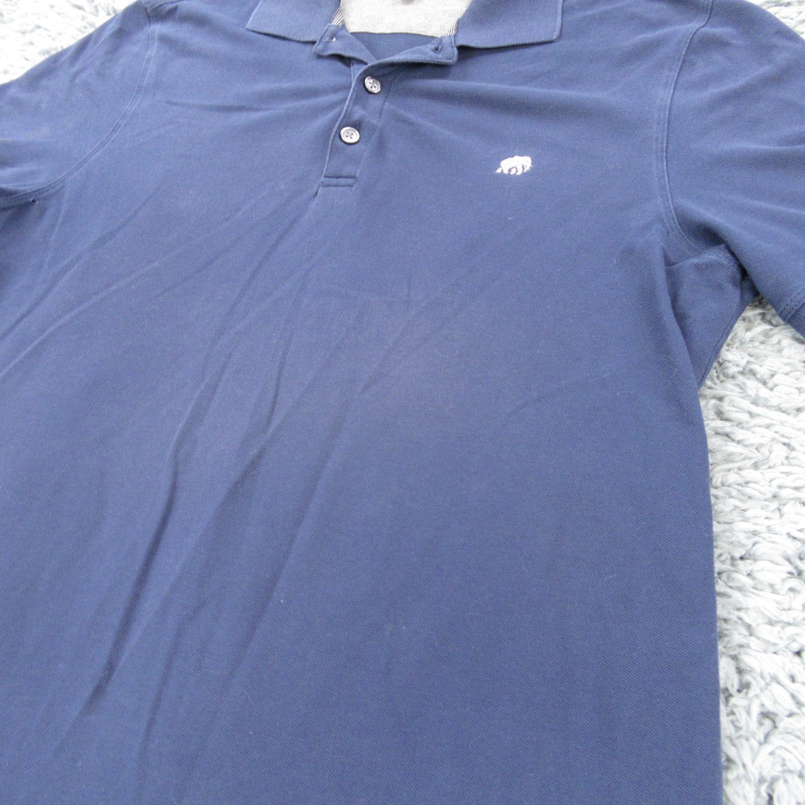 Banana Republic Shirt Mens Medium Dark Blue Stretch Polo Elephant Logo *Flaws