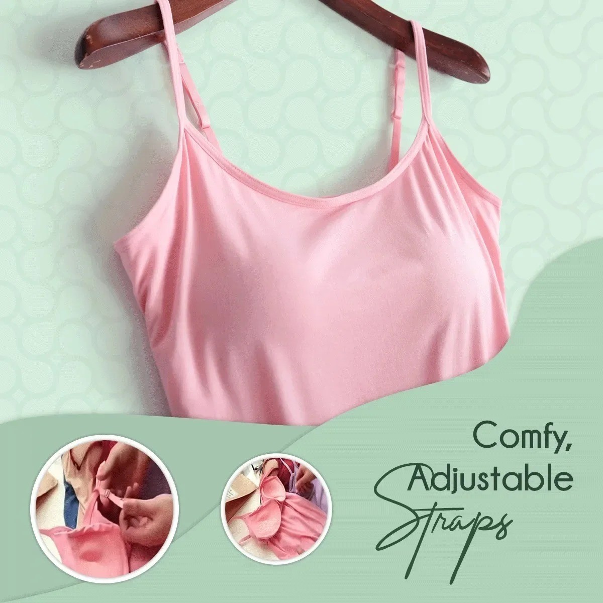 Share Women’s Camisole with Built in Shelf Bra Spaghetti Strap-Vest Padded Tank
