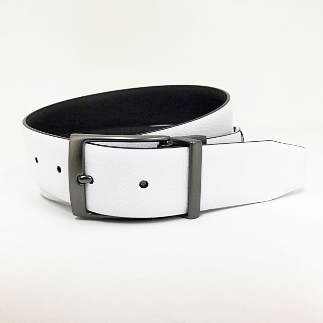 NIKE MEN’S PEBBLE TEXTURED REVERSIBLE BELT SIZE: 34 (FITS W32) WHITE/BLACK 317