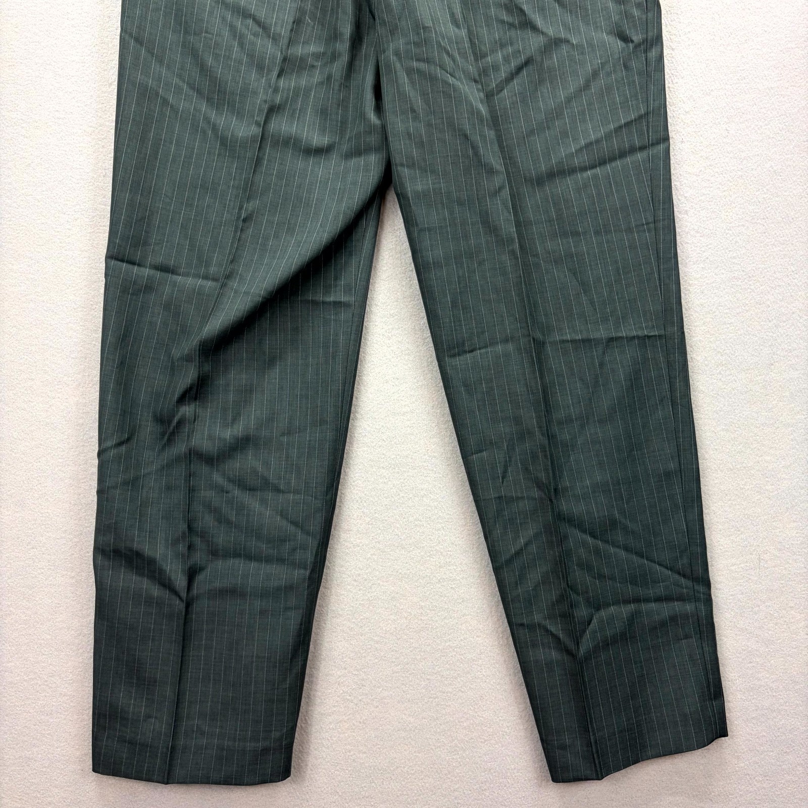 Perry Ellis Portfolio Dress Pants Mens 38×32 Green Pinstripe Formal Wide Leg NEW