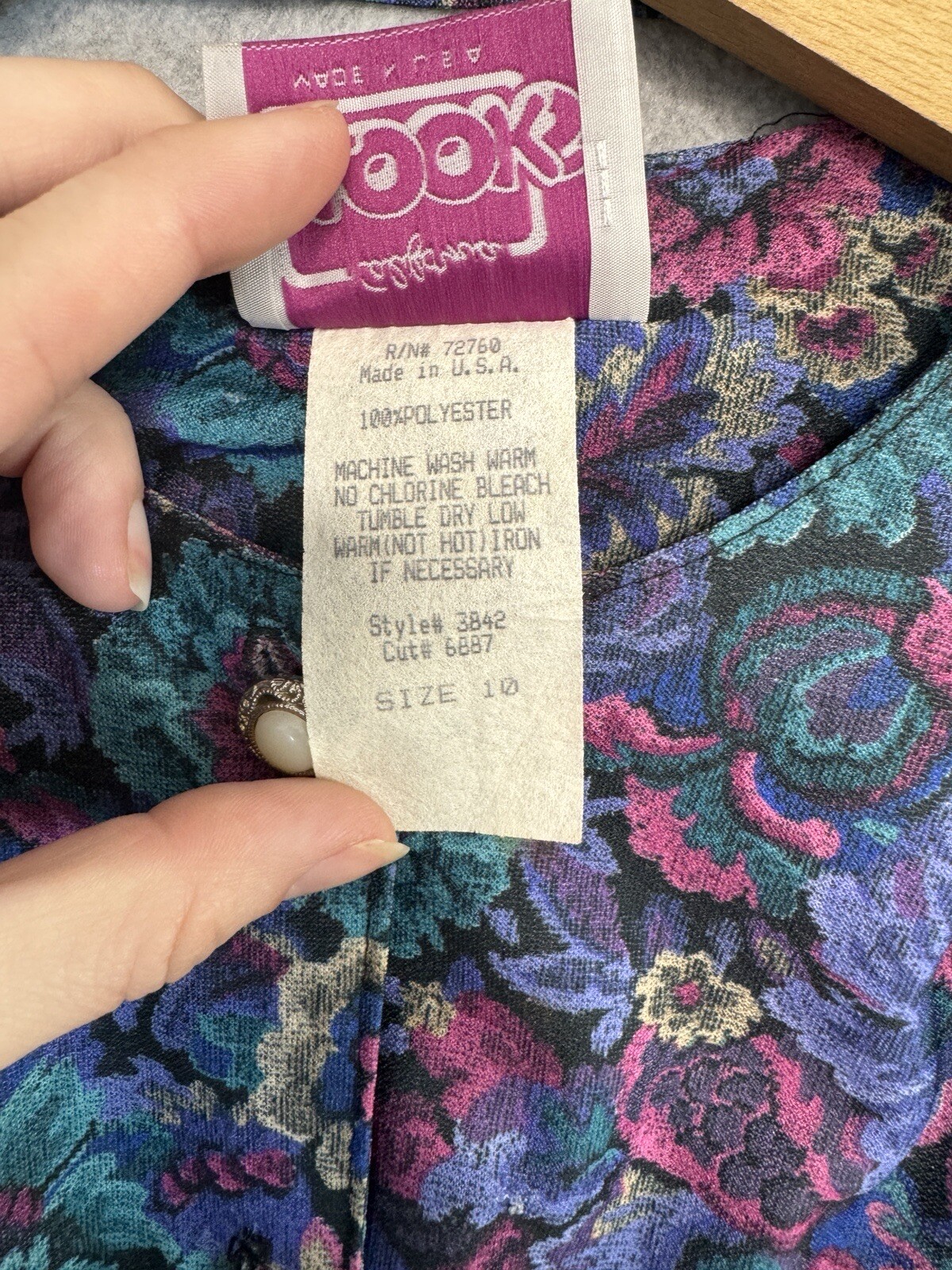 VTG 80s California Looks Floral Jacquard Belted Midi Dress Sz 10 Made USA Purple