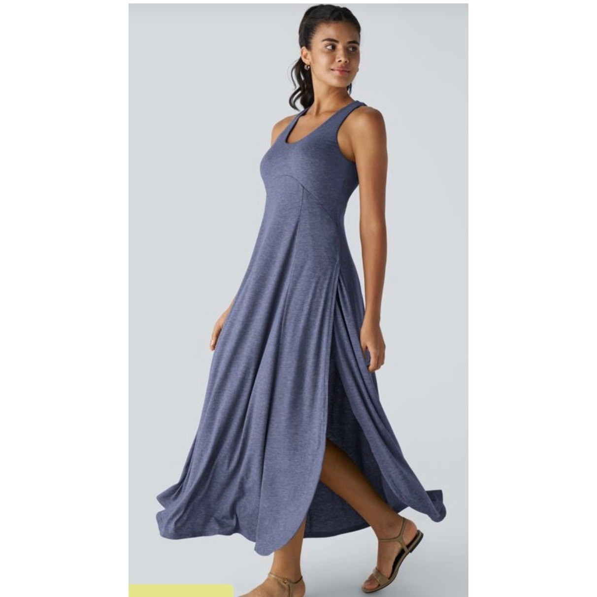 Halara U Neck Flowy Maxi Casual Tank Dress, 02625076, size XS, Mottled Indigo