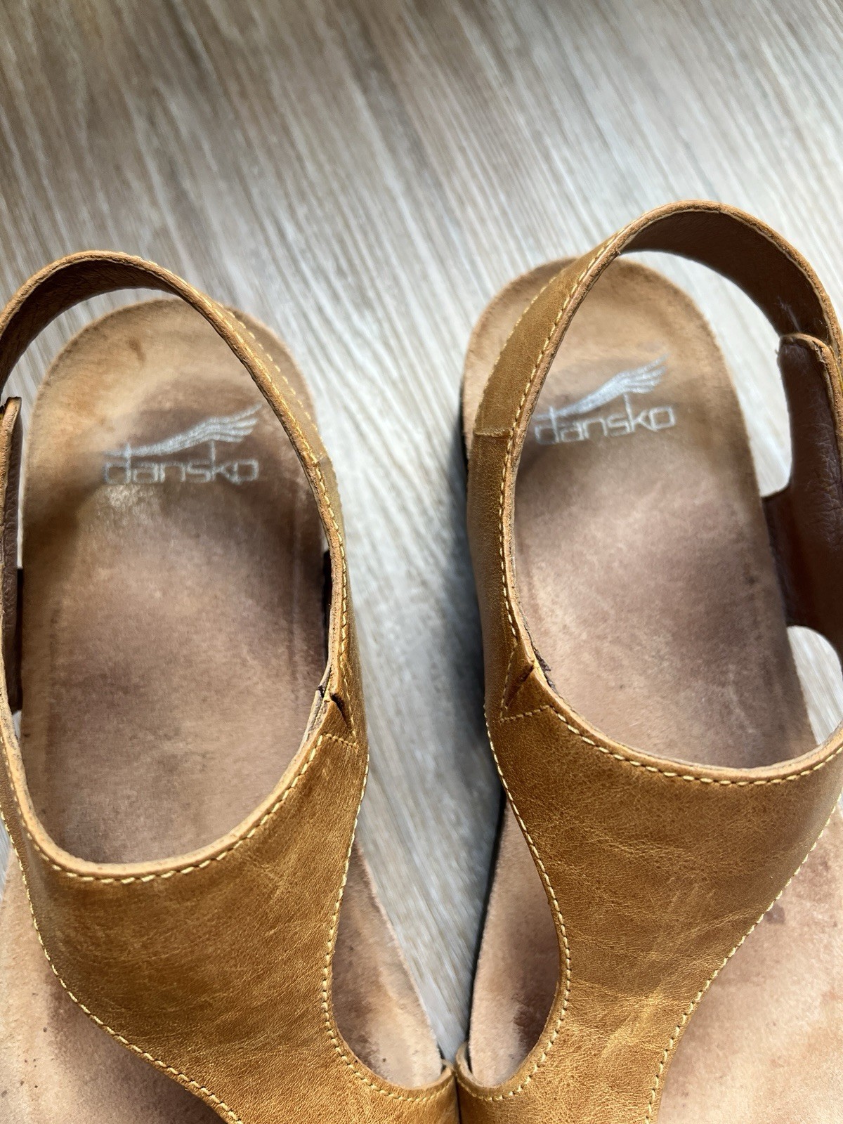 Dansko Reece Tan Leather Slingback Sandals Women’s EU 38 Comfort Toe Loop US 7.5