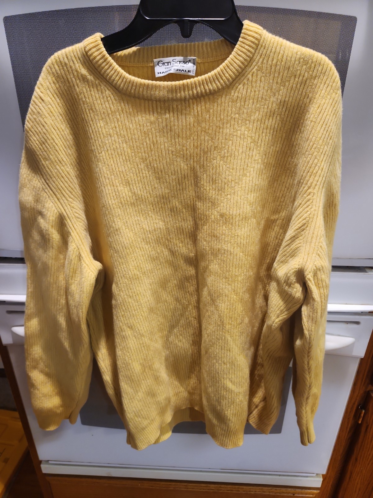 Gran Sasso Men’s 90% Wool 10% Cashmere Crewneck Sweater Yellow • Italy • XL